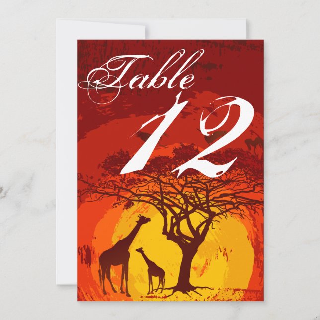 Número da tabela 5x7 Cartão africano Safari Giraff (Frente)