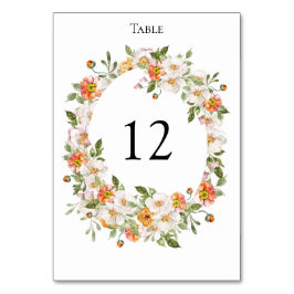 Número da tabela Cartão evento de casamento floral