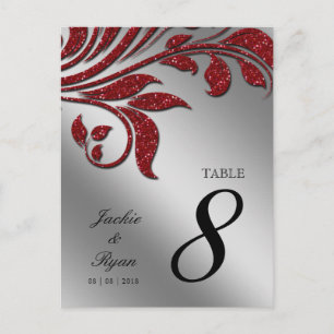 Número da tabela Cartão postal Red Sparkle Leaf xm