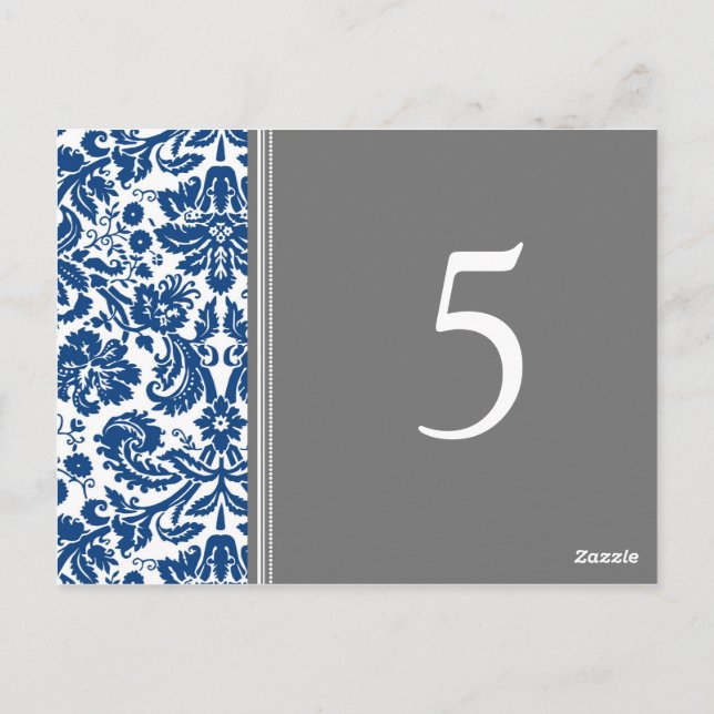 Número da Tabela Casada Cartões Cinza Azul (Verso)