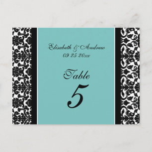 Número da Tabela Casada Cartões Teal Damask