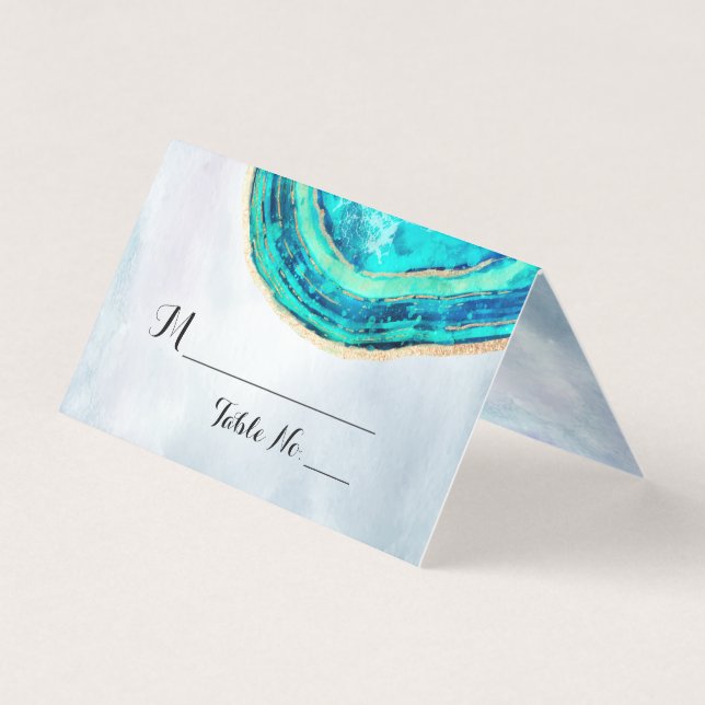 Número da Tabela Casada Escort Teal Dourado Agate  (Frente)