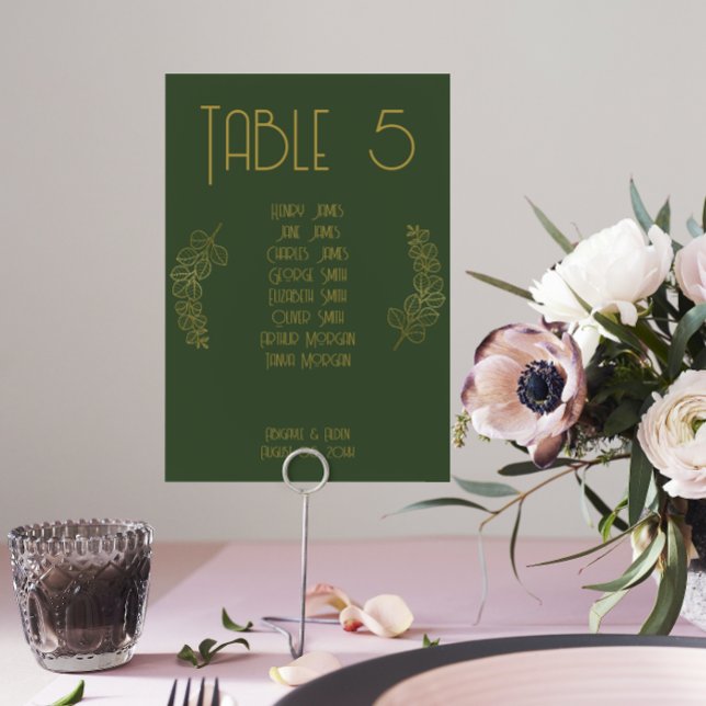 Número da Tabela de Casamento Clássica Elegante Ve (Elegant Wedding Table Number Seating Guest List)