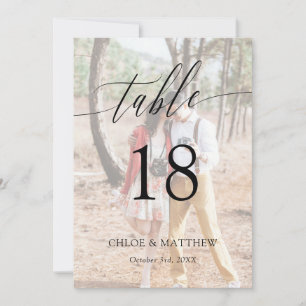 Número da Tabela de Casamento de Fotos de Caligraf