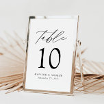 Número da Tabela de Casamento de Script Preto Eleg<br><div class="desc">Trendy, cartões minimalistas de números das mesas de casamento com letras negras modernas com "Mesa" em um roteiro de caligrafia moderno. O design apresenta um fundo branco ou uma cor de sua escolha. O design repete atrás. Para solicitar os cartões de mesa: adicione seu nome, data do casamento e número...</div>