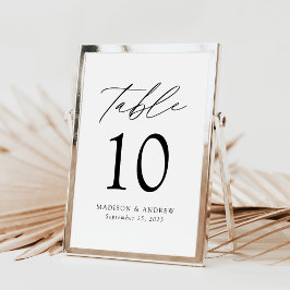 Número da Tabela de Casamento de Script Preto Eleg