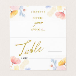 Número da Tabela de Casamento Floral Cartões dobra