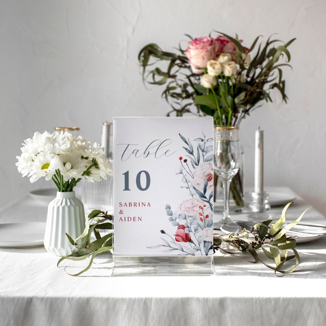 Número Da Tabela De Casamento Floral De Flor Verme (Criador carregado)