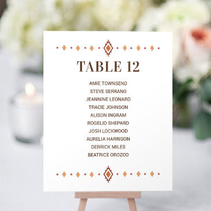 Número da Tabela de Casamento Ocidental com Nomes