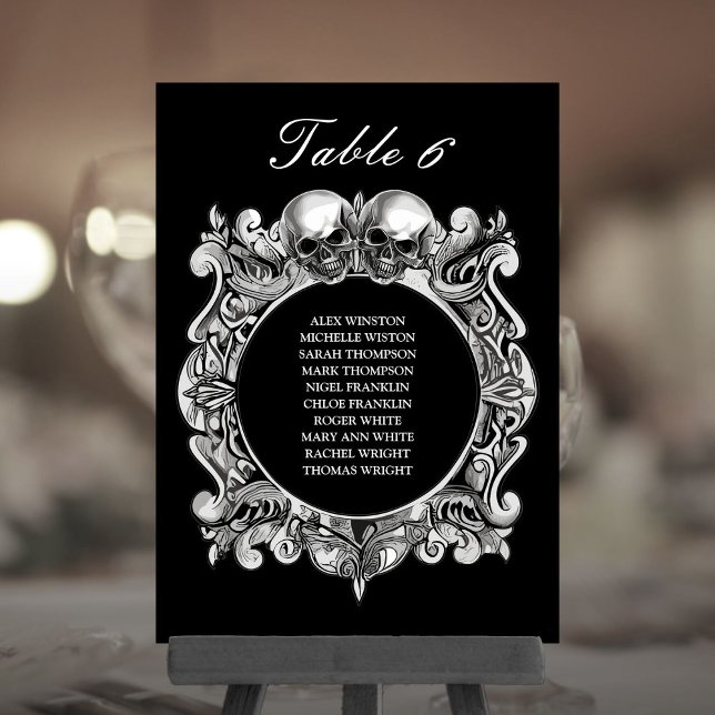 Número da Tabela do Plano de Casamento Gótico do S (Skulls Gothic Wedding Seating Plan Table Number)
