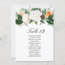 Número da Tabela Floral de Casamentos Brancos de P