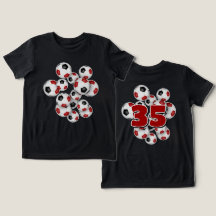 número de camisa no grupo de bolas de futebol verm