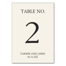 Número de Cartões de Tabela Elegante Não Afirmado