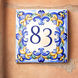 Número de Casa Azul Personalizado Mediterrâneo