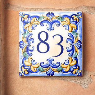 Número de Casa Azul Personalizado Mediterrâneo
