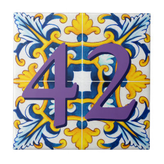 Número de Casa Personalizada Floral Azulejo Cerâmi