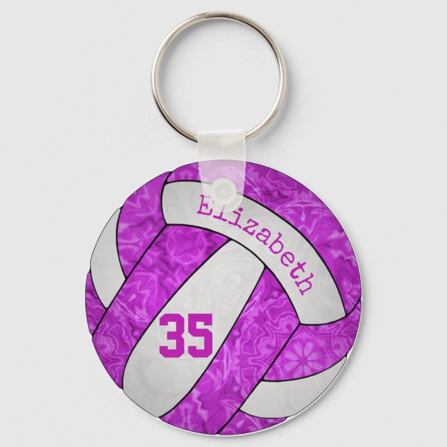 número de chaveiro de voleibol feminino rosa-quent (Frente)