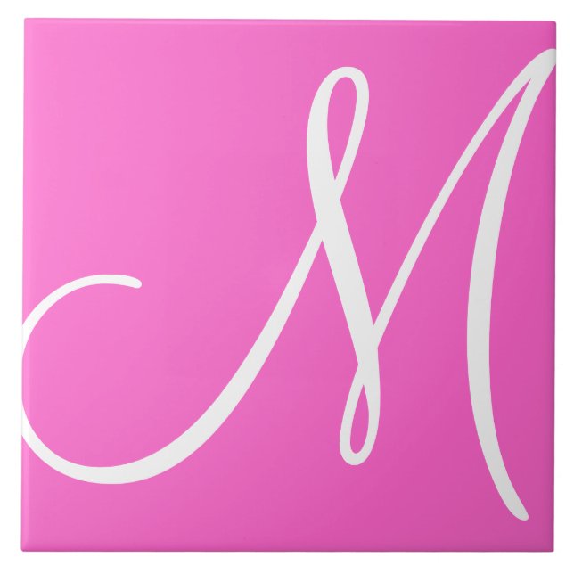 Número de cor Hex ff66cc Monograma Azulejo cerâmic (Frente)