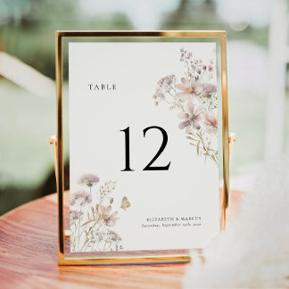 Número de Mesa Casamento Boho Flor Silvestre Rosa