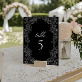 Número de Mesa Casamento Gótico Preto e Branco