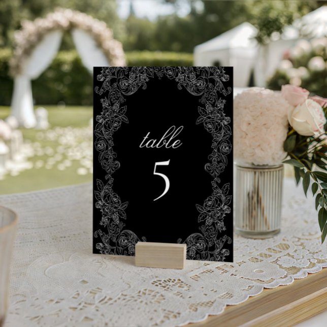Número de Mesa Casamento Gótico Preto e Branco (Criador carregado)