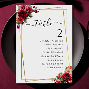 Número de mesa de assento floral dourado falso chi