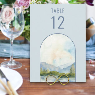 Número de Mesa de Casamento Aquarela Lago da Monta