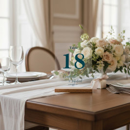 Número de Mesa de Casamento Azul Esverdeado Profun