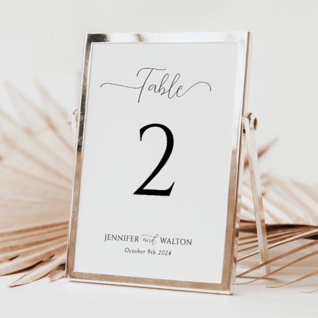 Número de Mesa de Casamento Branco Simples e Elega (Criador carregado)
