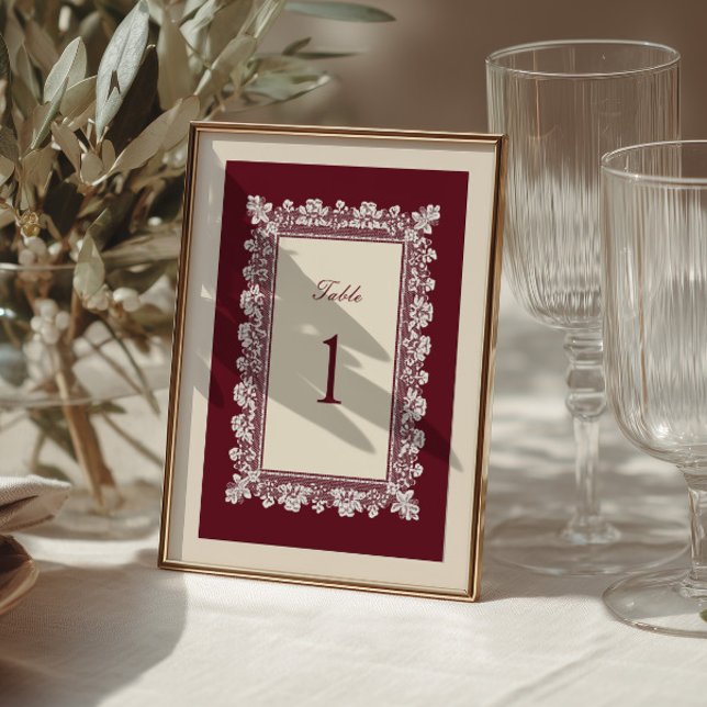 Número de Mesa de Casamento com Moldura de Renda B (Criador carregado)