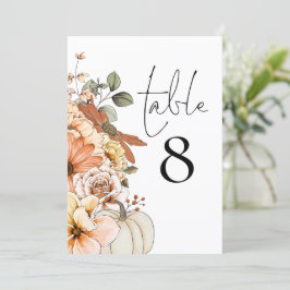 Número de Mesa de Casamento de Abóbora Floral de O