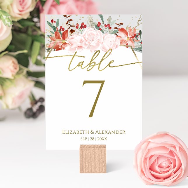 Número de Mesa de Casamento de Inverno Dourado Aqu (Criador carregado)