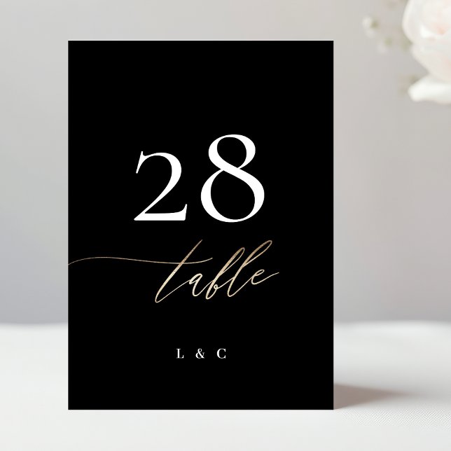 Número de Mesa de Casamento em Caligrafia Dourada  (Criador carregado)