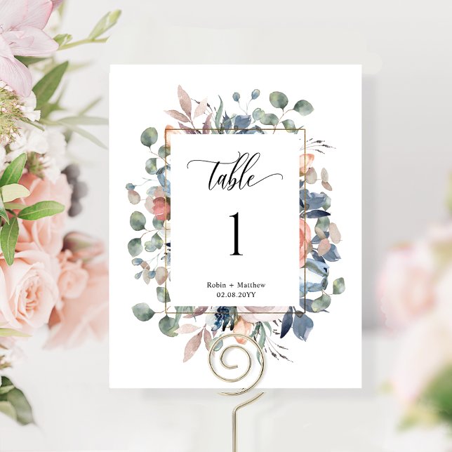 Número de Mesa de Casamento Floral Elegante e Dito (Criador carregado)