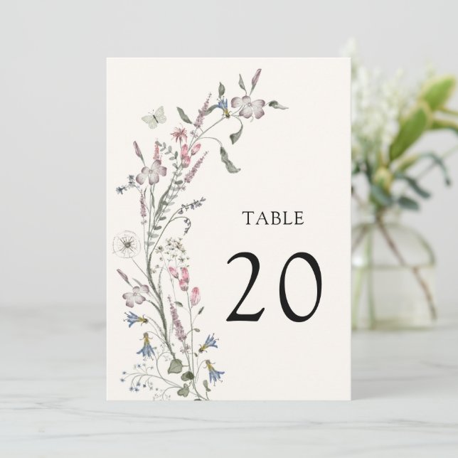 Número de Mesa de Casamento Floral Pastel (Em pé/Frente)