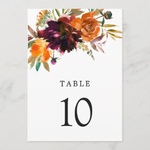 Número de Mesa de Casamento Floral Rústico de Outo