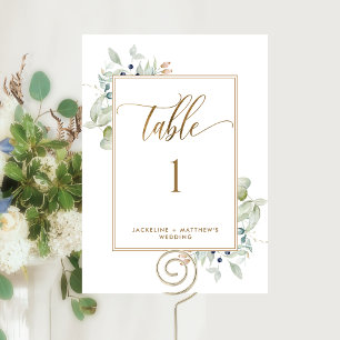 Número de Mesa de Casamento Folhagem Elegante, Bra