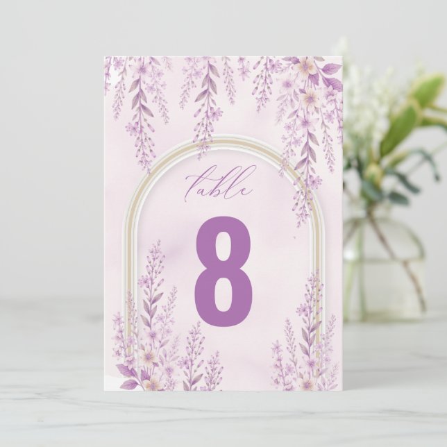 Número de Mesa de Casamento Lavanda Rosa Suave Ele (Em pé/Frente)