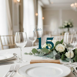Número de Mesa de Casamento Minimalista Azul Escur