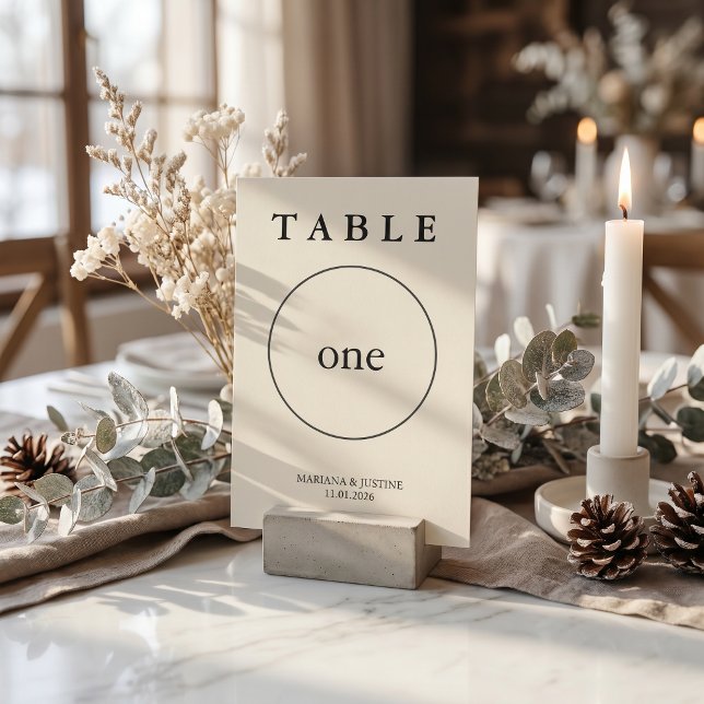 Número de Mesa de Casamento Minimalista Geométrico (Geometric Minimalist Winter Wedding Table Number Card)
