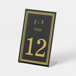 Número de Mesa de Casamento Preto e Dourado Luxuos