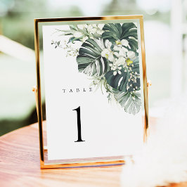 Número de Mesa de Casamento Tropical Monstera Verd