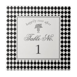 Número de Mesa de Casamento Xadrez Harlequim Preto