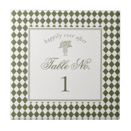 Número de Mesa de Casamento Xadrez Harlequim Verde