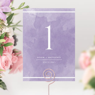 Número de Mesa em Aquarela Lavanda Elegante