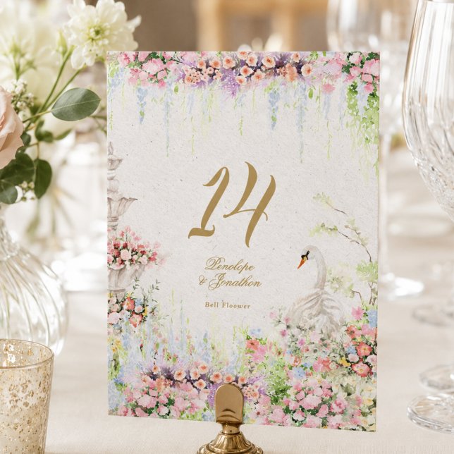 número de mesa floral castelo francês casamento 5  (Criador carregado)
