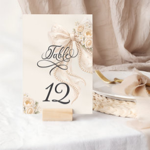Número de Mesa Floral com Laço Elegante