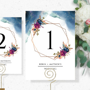 Número de Mesa Floral Geométrica Celestial