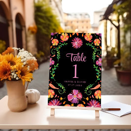Número de Mesa para Casamento Floral Fiesta Mexica