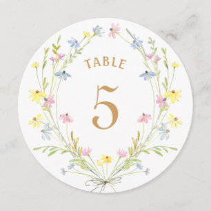 Número de Mesa Redonda em Círculo de Flores Selvag